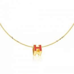 Hermes Cage d'H Necklace Orange in Lacquer Yellow Gold